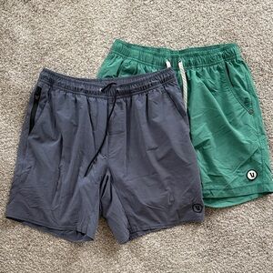 Lot of 2 Vuori Men's Gray and Green Kore Athletic Shorts
